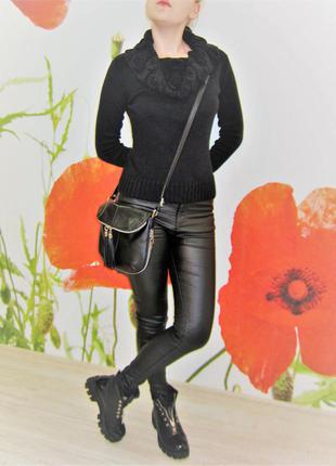 Свитер джемпер черный пуловер с хомутом h&m, р. s-m2 фото