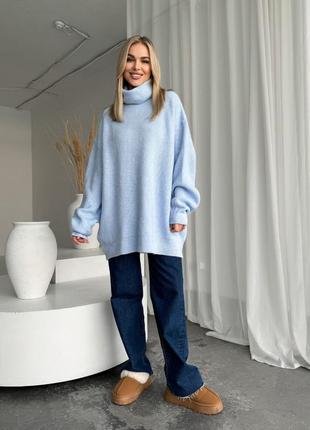 Свитер в почете теплый акрил в числе связанное платье, базовый туника удлиненный туника длинный оверсайз кэжуал об ''емный широкий прямой оверсайз3 фото