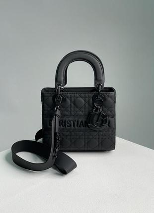 👜 christian dior latte ultramatte cannage calfskin mini lady dior black (арт: 99275)7 фото