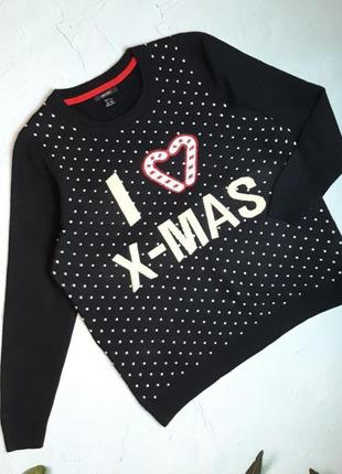 🌿1+1=3 чудовий жіночий новорічний чорний светр esmara, розмір 50 — 52