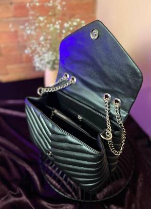 Жіноча сумка з еко-шкіри  25 silver ів сен лоран чорна молодіжна, брендова сумка через плече7 фото