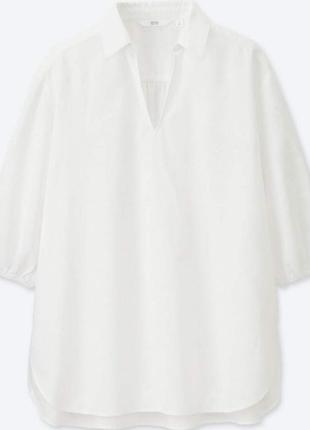 Белоснежная блузка из смесового льна uniqlo2 фото