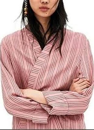 Zara открытый плавный блейзер пиджак в полоску