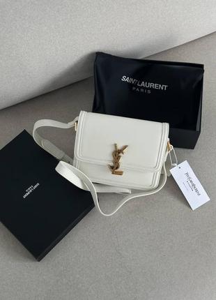 Белая кожаная женская сумка на плече, тренд yves saint laurent2 фото