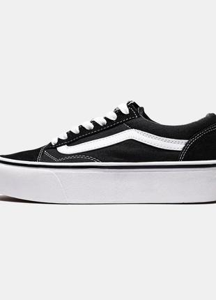 Женские кроссовки vans old skool black/white platform8 фото