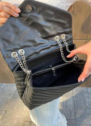 Женская сумка из эко-кожи  30 silver black  черного цвета молодежная, овая4 фото