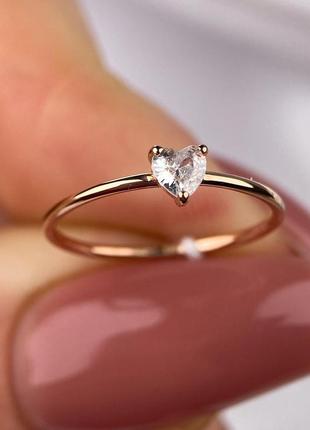 🇺🇦 колецо серебро 925° покрытие позолота, вставка куб.цирконии, удобная обручка с каменцем 1404.10п