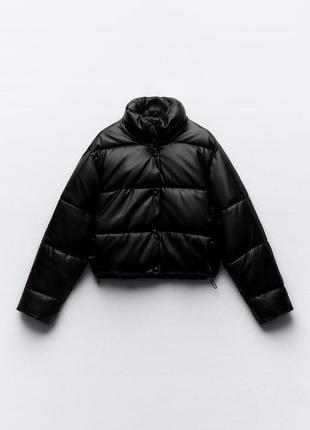 Стеганая куртка zara из искусственной кожи