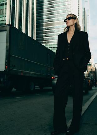 Черный пиджак с шерстью и внутренним жилетом zara &lt;unk&gt; 9260/296 🖇️ в наличии м4 фото