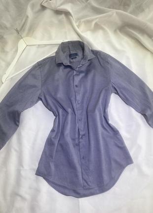 Серая рубашка синяя рубашка от zara slim fit7 фото