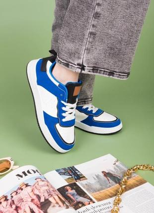 Стильные белые синие кроссовки кеды криперы модные