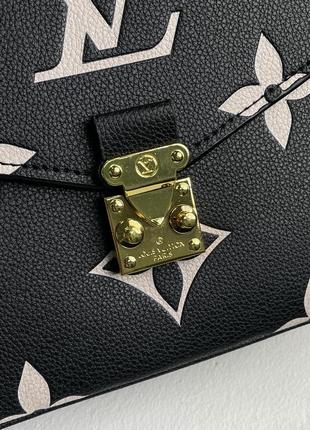 Черная натуральная кожаная женская сумка louis vuitton  формы багет, на плече. в комплекте5 фото