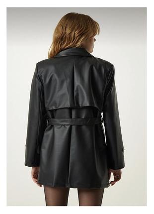 Жіночий шкіряний тренч-сукня 3