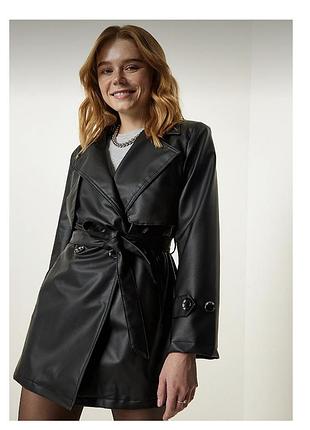 Жіночий шкіряний тренч-сукня 8