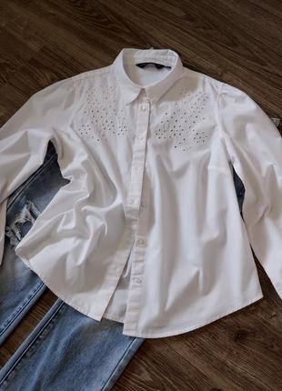 Белая рубашка с вышивкой1 фото