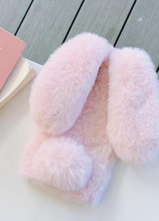 Чехол кролик плюшевый с ушками для xiaomi redmi note 10 pro / pink6 фото