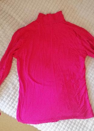 Гольф водолазка светр з комірцем горлом рожевий фуксія в горошок малиновий