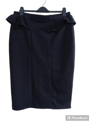 Женская юбка миди, с баской,батал 50-541 фото