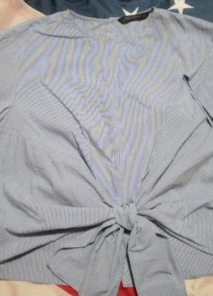Свободная блуза в полоску с пуговицами на спинке1 фото