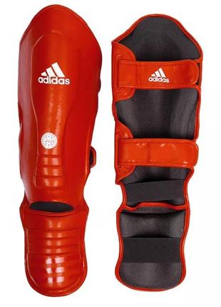 Защита голени и стопы с лицензией wako semi contact | красная | adidas wakob01