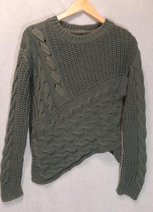 Оригинальный женский асимметричный свитер, джемпер, кофта river island цвет хаки размер uk123 фото