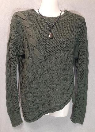 Оригинальный женский асимметричный свитер, джемпер, кофта river island цвет хаки размер uk125 фото