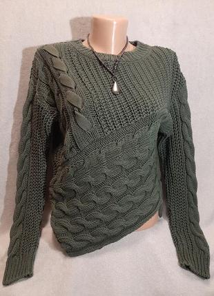 Оригинальный женский асимметричный свитер, джемпер, кофта river island цвет хаки размер uk122 фото