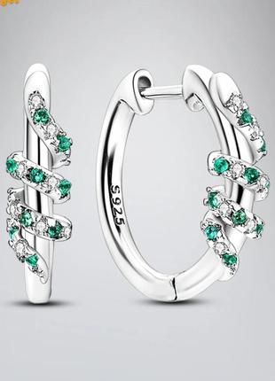 Серьги кольца серебро silver_pandora original хупы молния