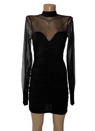 Чорна сукня з прозорими рукавами