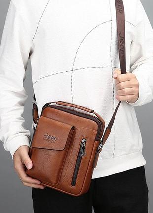 Чоловіча сумка-планшет jeep повсякденна на плече, барсетка сумка-планшет для чоловіків екошкіра джип8 фото