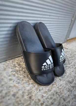 Сланцы мужские adidas, черные (адидас, резиновые шлепки, шлепанцы, вьетнамки, тапочки)2 фото
