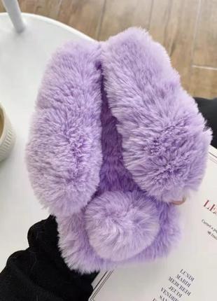 Чехол кролик плюшевый с ушками для xiaomi redmi 10c / purple2 фото
