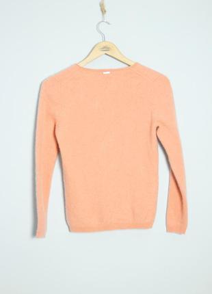 100% кашемир massimo dutti свитер женский розовый персиковый v образный воротник вырез кашемировый женская кофта zara marks spencer h&m bershka3 фото