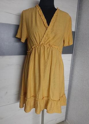 Сукня гірчичного кольору жатка плаття для вагітних сарафан розмір l1 фото