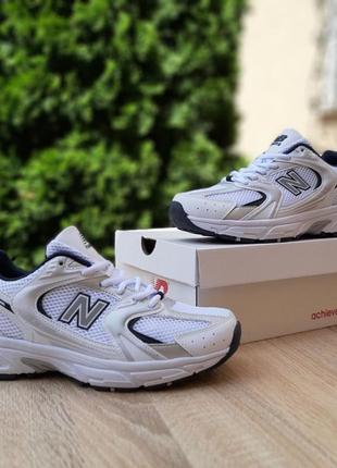 New balance 530 білі з синім кросівки кеди жіночі шкіряні шкіра відмінна якість весняні літні демісезонні демісезон низькі шкіра