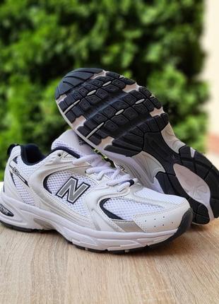 New balance 530 белые с синим кроссовки кеды женские кожаные кожа отличное качество весенние летние демисезонные демисезон низкие кожа3 фото