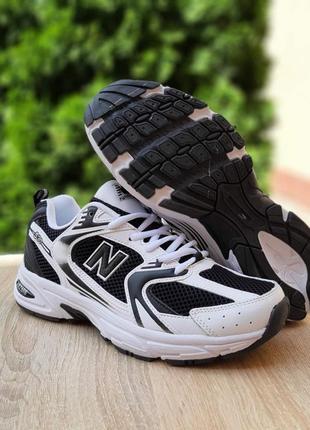 New balance 530 белые с черным кроссовки кеды женские кожаные кожа отличное качество весенние летние демисезонные демисезон низкие кожа24 баланс3 фото