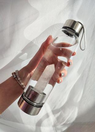 Бутылка для воды на подарок с кристаллом гиркого хрусталя “luna energy”