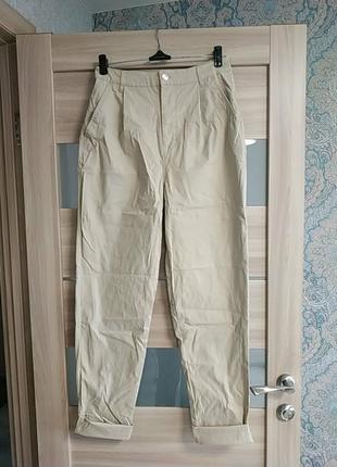 Стильные коттоновые брюки чинос высокая посадка9 фото