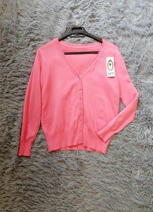 Кофта светр кардиган з ніжного трикотажу розмір хс-м цікавими ґудзичками наявності рожевий,зелений і