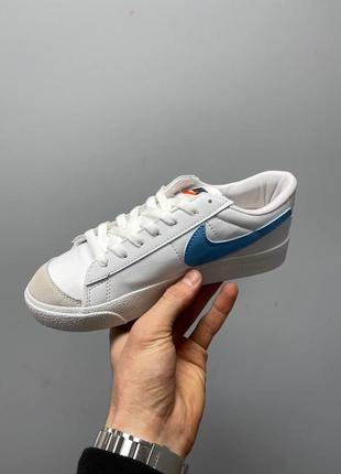 Nike blazer low white blue logo2 фото