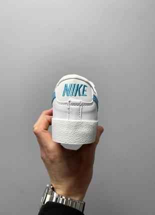 Nike blazer low white blue logo4 фото