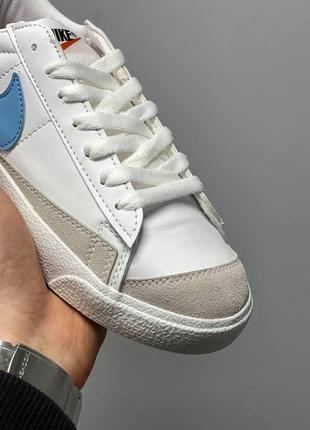 Nike blazer low white blue logo5 фото