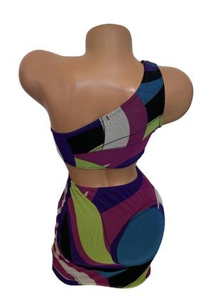 Платье с вырезами на животе цветная сетка8 фото
