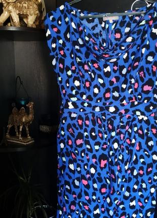 Модное платье мини, синий леопард.2 фото