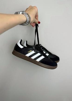 Adidas samba og black white gum9 фото