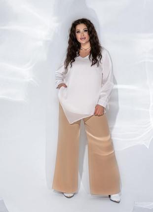 Блузка шифон чорна, синя, біла 50-52, 54-56, 58-60, 62-64, 66-684 фото