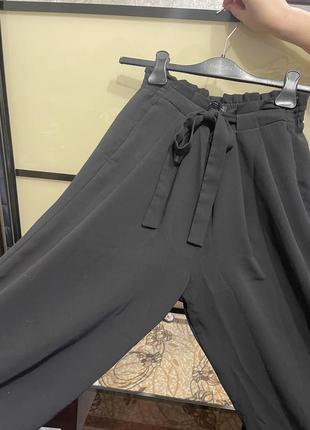 Кюлоты черные брюки с поясом zara1 фото
