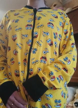 Коттоновая пижама, кигуруми,слип спанч бобов, рост 185+-6 фото