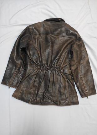 Неймовірно стильна та зручна вінтажна оверсайз куртка із натуральної шкіри6 фото